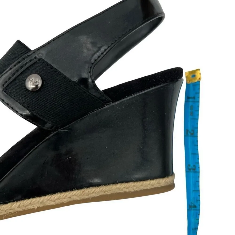 AK Sport Women's Florence Elastic Strap Espadrille Wedge Heels Black Size 8M